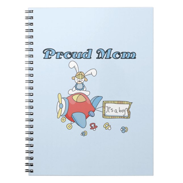 Proud Mum Aeroplane It's a Boy Gifts Spiral Notebook (Front)
