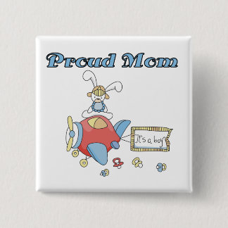 Proud Mum-Aeroplane It's a Boy tshirts and gifts 15 Cm Square Badge