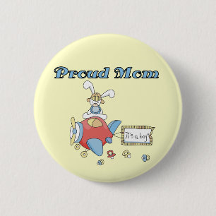 Proud Mum-Aeroplane It's a Boy tshirts and gifts 6 Cm Round Badge