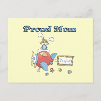 Proud Mum-Aeroplane It's a Boy tshirts and gifts Announcement Postcard