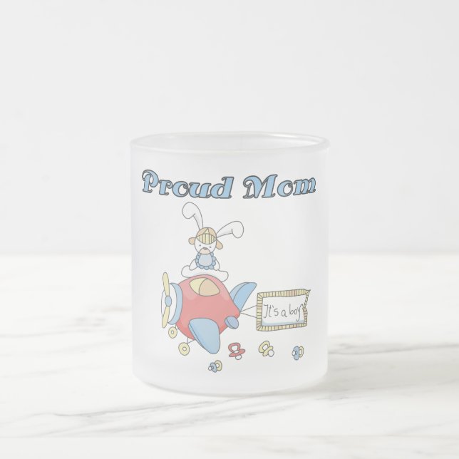 Proud Mum-Aeroplane It's a Boy tshirts and gifts Frosted Glass Coffee Mug (Center)