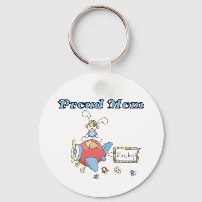 Proud Mum-Aeroplane It's a Boy tshirts and gifts Key Ring (Front)