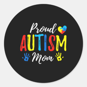 Proud Mum Autism Awareness Family Matching  Classic Round Sticker