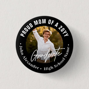 Proud Mum Boy Graduate Photo Graduation Button