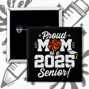 Proud Mum Cheerleader Class of 2025 Cheer Senior 15 Cm Square Badge