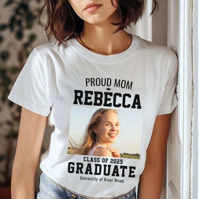 Proud Mum Class of 2025 Graduate Parent Custom T-Shirt (Creator Uploaded)