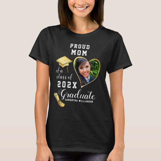 Proud Mum Class of 2026 Graduate Photo Graduation T-Shirt (Front)