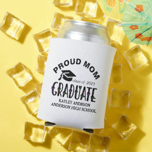 Proud Mum, Custom Graduation Name Year Can Cooler