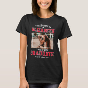 Proud Mum Custom Photo Year Graduate Parents Red T-Shirt