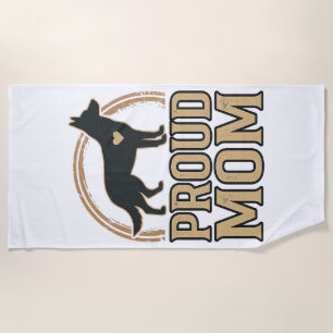 Proud Mum Dog Silhouette Vintage Vector Design_1 Beach Towel