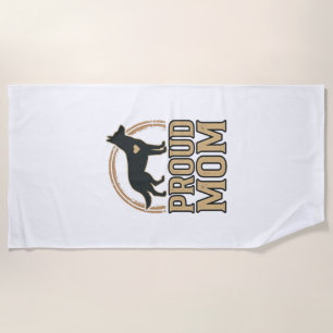Proud Mum Dog Silhouette Vintage Vector Design_1 Beach Towel