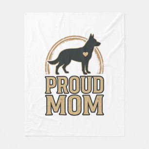 Proud Mum Dog Silhouette Vintage Vector Design_1 Fleece Blanket