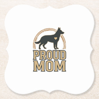 Proud Mum Dog Silhouette Vintage Vector Design_1 Paper Coaster