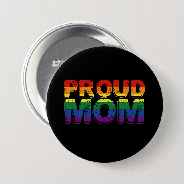Proud Mum Gay Pride LGBT Rainbow Mother LGBTQ  7.5 Cm Round Badge (Front & Back)