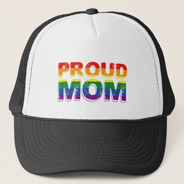 Proud Mum Gay Pride LGBT Rainbow Mother LGBTQ  Trucker Hat (Front)