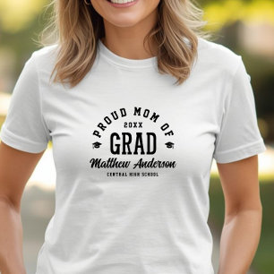 Proud Mum Grad Varsity Typography Graduation T-Shirt