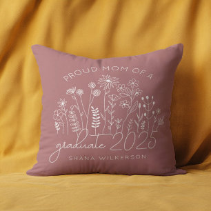 Proud Mum Graduation Blooming Wildflower Modern Cushion