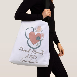 Proud Mum of 2025 Nurse Grad – Floral Heart Design Crossbody Bag