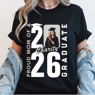 Proud Mum Of 2026 Graduate Custom Photo Graduation T-Shirt
