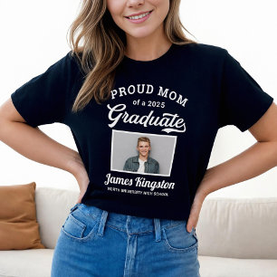 Proud Mum of a 2024 Graduate Black Custom Photo T-Shirt