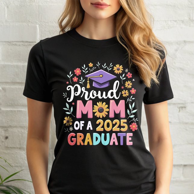 Proud Mum of a 2025 Graduate Floral Boho T-Shirt (Creator Uploaded)