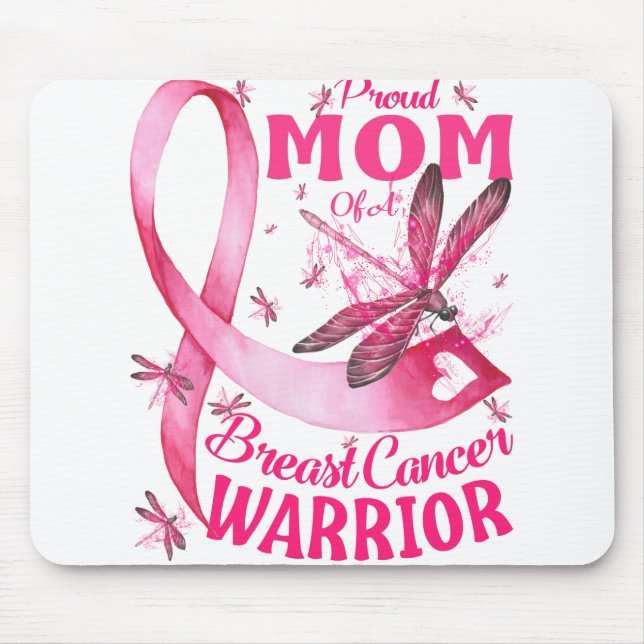 Proud Mum Of A Breast Cancer Warrior Awareness Mouse Pad (Front)