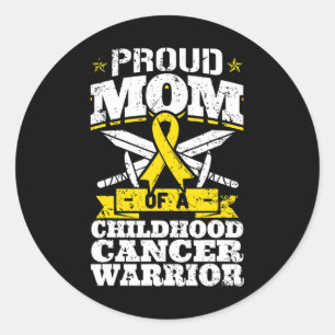 Proud Mum Of A Childhood Cancer Warrior Awareness Classic Round Sticker