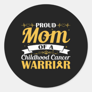 Proud Mum Of A Childhood Cancer Warrior Awareness Classic Round Sticker