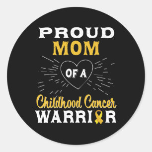 Proud Mum Of A Childhood Cancer Warrior Awareness  Classic Round Sticker
