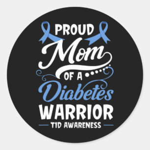 Proud Mum Of A Diabetes Warrior T1d Awareness Type Classic Round Sticker