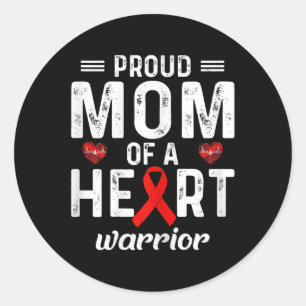 Proud Mum Of A Heart Warrior Heart Disease Family  Classic Round Sticker