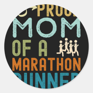 Proud Mum Of A Marathon Runner Distressed Classic Round Sticker