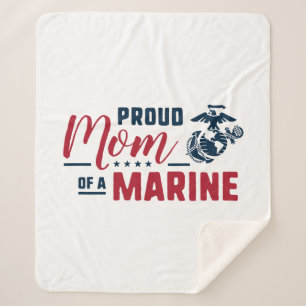 Proud Mum of a Marine - Colour Sherpa Blanket
