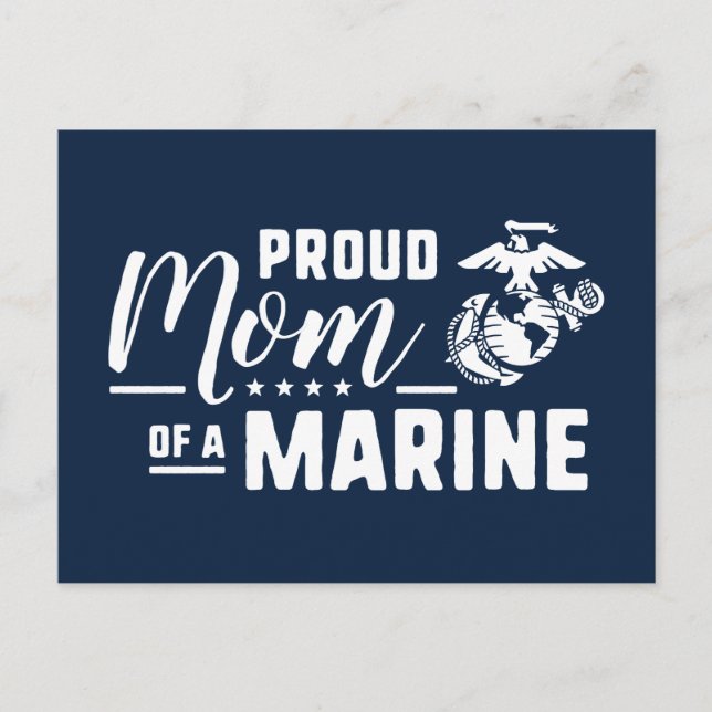 Proud Mum of a Marine - White Holiday Postcard (Front)