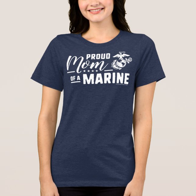 Proud Mum of a Marine - White Tri-Blend Shirt (Front)
