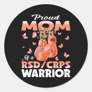 Proud Mum Of A Rsd Crps Warrior Awareness Boxing G Classic Round Sticker