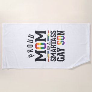 Proud Mum of a Smartass Gay Son Vintage Shirt Desi Beach Towel