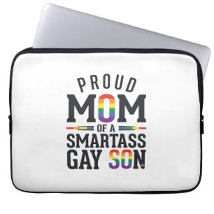 Proud Mum of a Smartass Gay Son Vintage Shirt Desi Laptop Sleeve