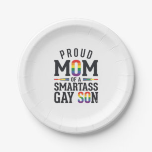 Proud Mum of a Smartass Gay Son Vintage Shirt Desi Paper Plate