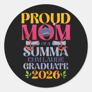 Proud Mum Of A Summa Cum Laude Graduate 2026 Classic Round Sticker