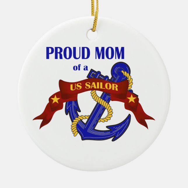 Proud Mum of a US Sailor Ornament (Front)