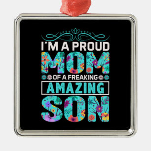 Proud Mum Of Amazing Son Metal Tree Decoration