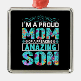 Proud Mum Of Amazing Son Metal Tree Decoration