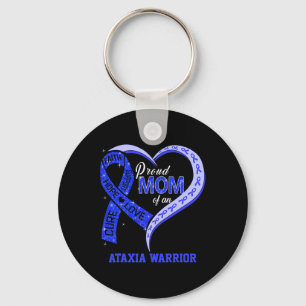 Proud Mum Of An Ataxia Warrior Blue Ribbon Matchin Key Ring