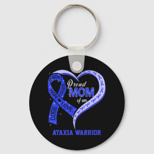 Proud Mum Of An Ataxia Warrior Blue Ribbon Matchin Key Ring