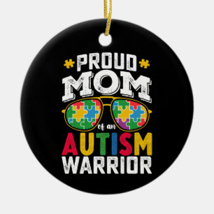 Proud Mum Of An Autism Warrior Family Ceramic Tree Decoration
