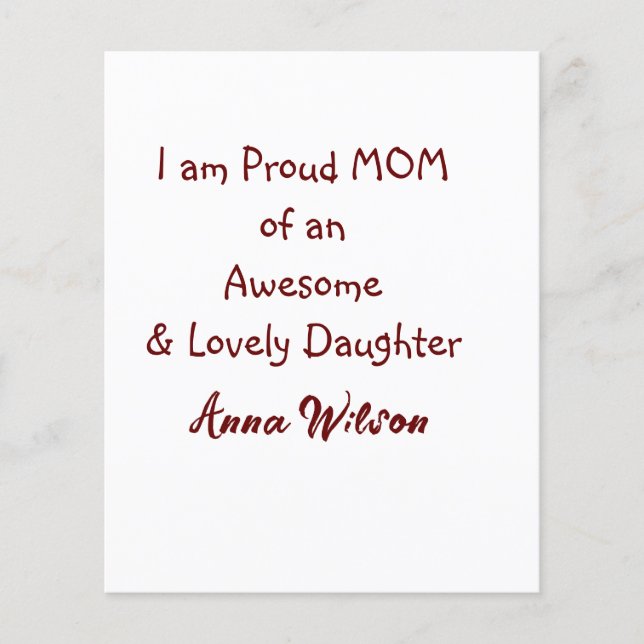Proud mum of an awesome daughter add name text  (Front)