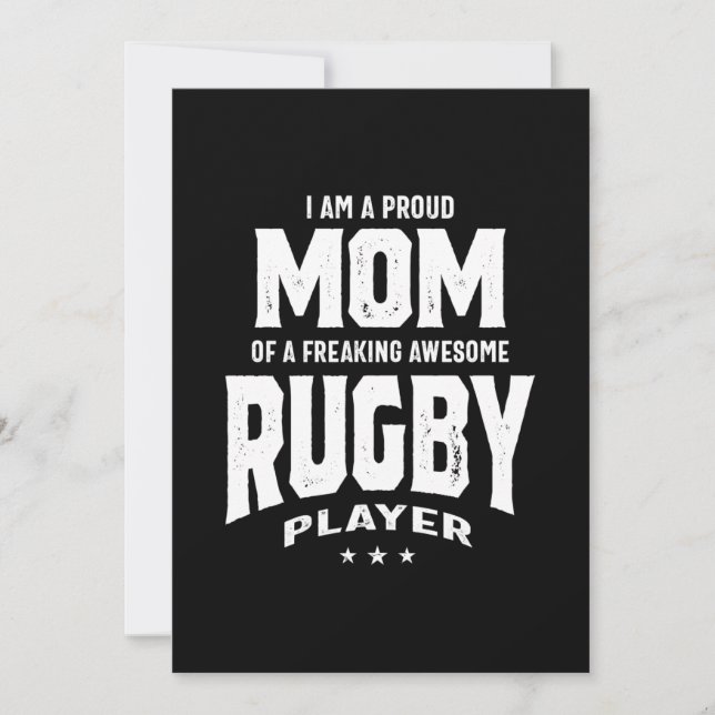 Proud Mum Of An Awesome Rugby Player Thank You Card (Front)