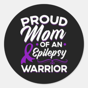 Proud Mum Of An Epilepsy Warrior Epilepsy Awarenes Classic Round Sticker