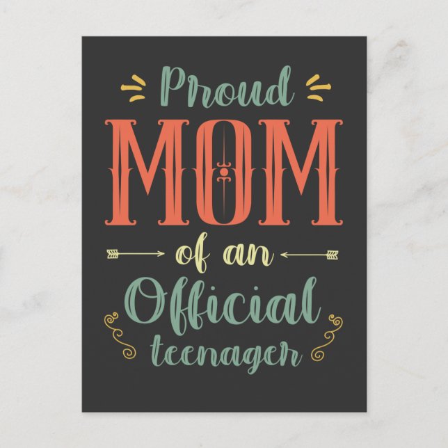 Proud Mum of an Official Teenager 13th Birthday Postcard (Front)